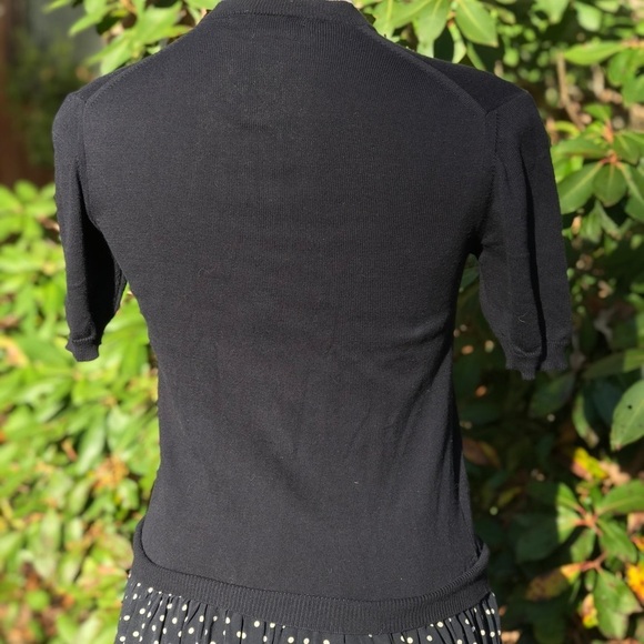 Comme des Garçons Vintage 70s Polka Dot Silk Maxi Dress Cottagecore Blue Small - Picture 7 of 10